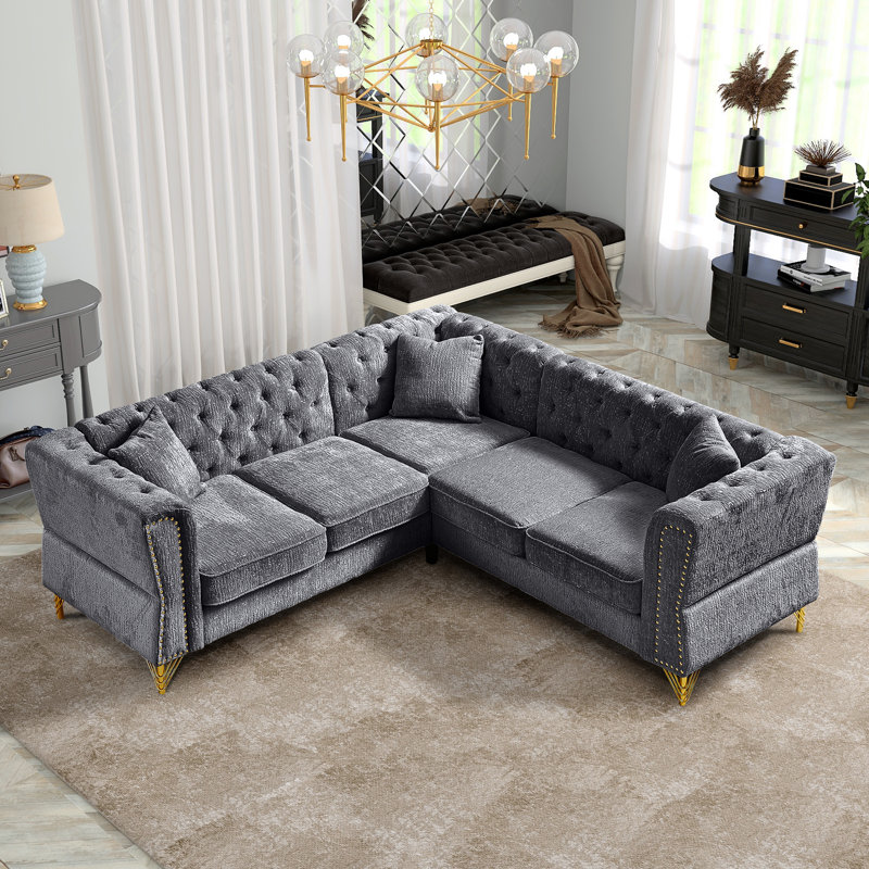 Velvet chesterfield corner sofa discount